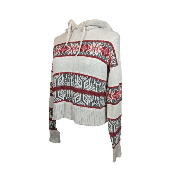 Yes Lola Knit Cropped Sweater with Sherpa Lined‎ Hoodie Size Large - Picture 1 of 5